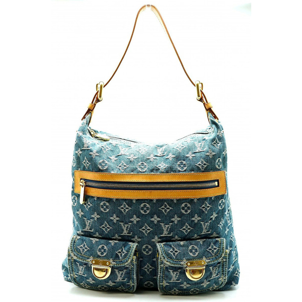 Louis Vuitton Monogram Denim Baggy Shoulder Bag One Long Strap